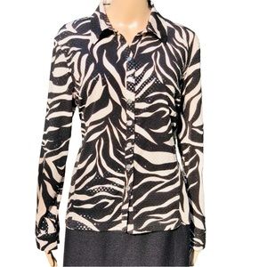 Zebra print blouse with sequins see listing for measurements